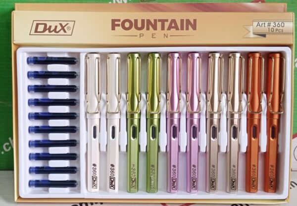 Dux 360 Fountain Ink Pen – Smooth Writing, Stylish Design (Pack of 1 + 1 Free Cartridge) - Image 3