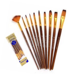 Professional Artist Paint Brush Set – 10 Pcs for Acrylic, Watercolor & Oil Painting