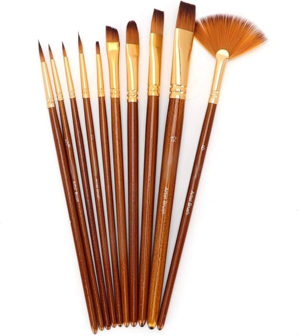 Professional Artist Paint Brush Set – 10 Pcs for Acrylic, Watercolor & Oil Painting - Image 5