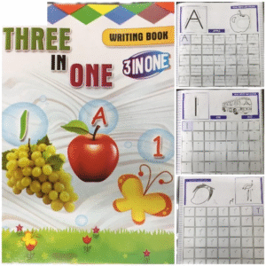 Three in One Writing Book for Kids – English, Urdu & Numbers Practice (3 in 1 Copy)