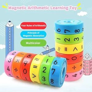 Magnetic Arithmetic Learning Toy – Colorful Numbers & Symbols Puzzle Cylinder for Kids