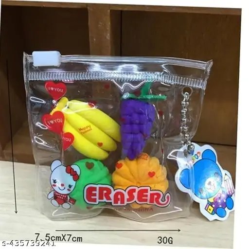 🍓 Fruit Shape Erasers – Pack of 4 (Cute Stationery, Pack of 1) - Image 3