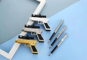 LED Sniper Gun Gel Pen, 16cm Shiny Gold Creative Stationery