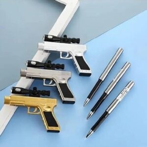 LED Sniper Gun Gel Pen, 16cm Shiny Gold Creative Stationery