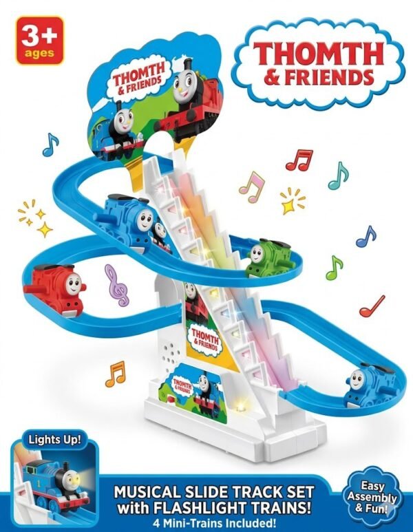 Automatic Stair Climbing Toy Train with Lights & Music