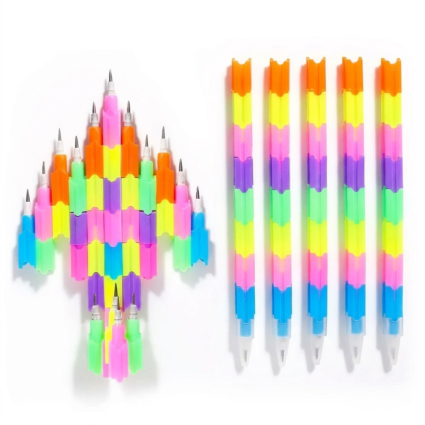Stackable Rainbow Pencil | Colorful Multi Point Pencil
